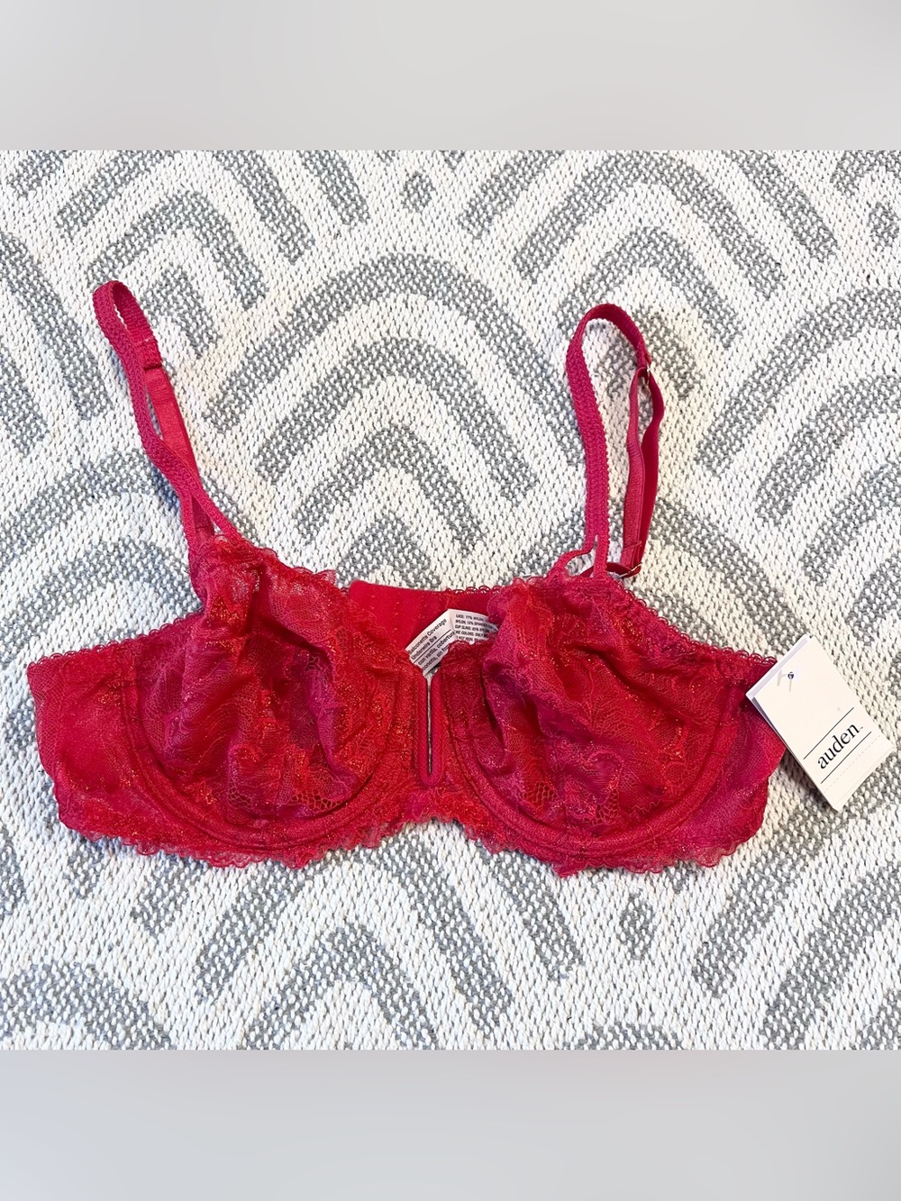 Auden Red Unlined Balconette Coverage Underwire Bra 36A NWT